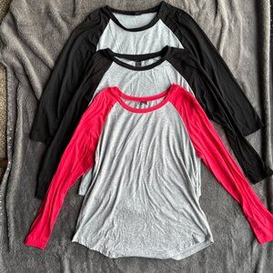 Women's Baseball Tees set of 3 Long Sleeve
